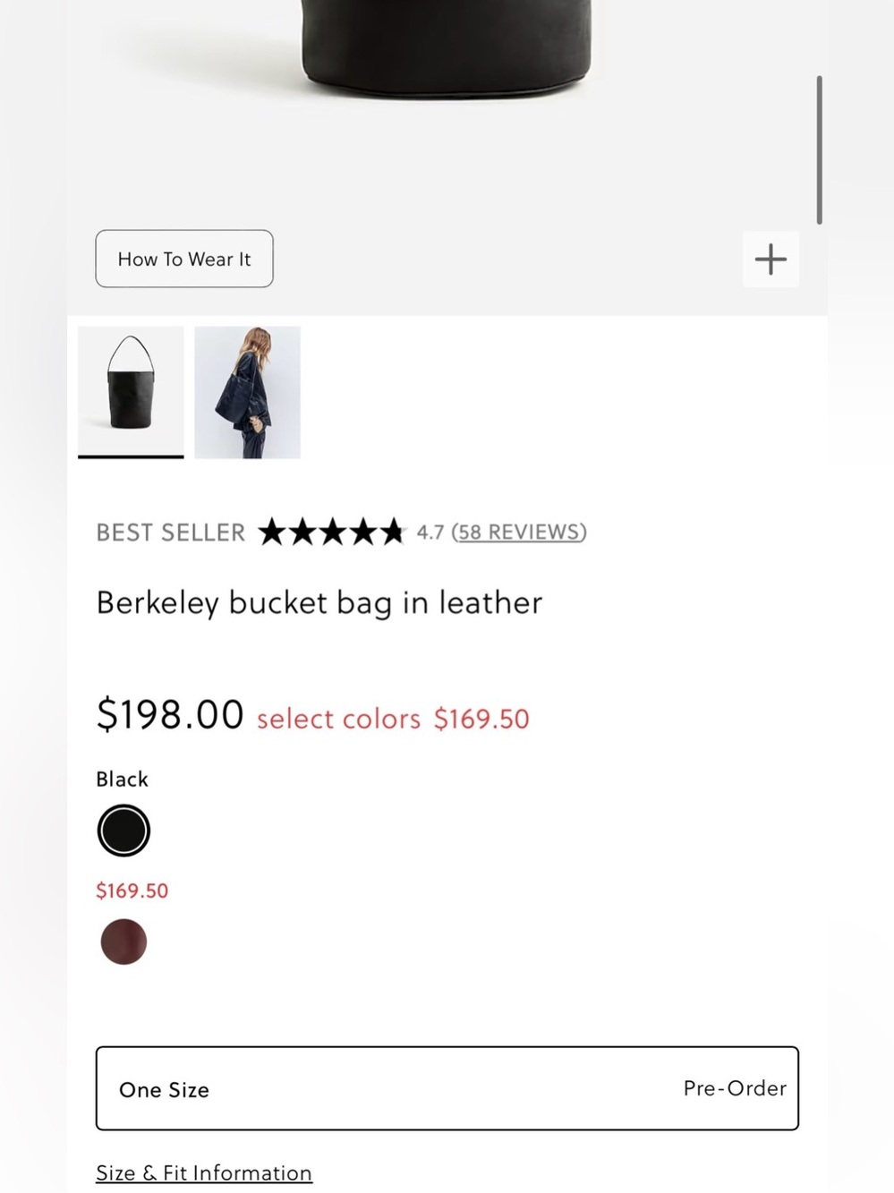NWOT J.Crew Berkeley Bucket Bag Black Leather - Picture 4 of 14